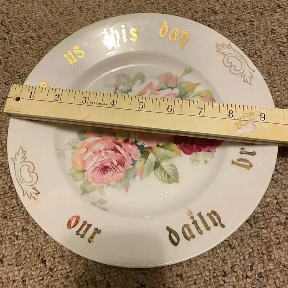 Vintage Cottagecore C.T Plate Give Us This Day Roses Panting Home Office Decor - Picture 3 of 5